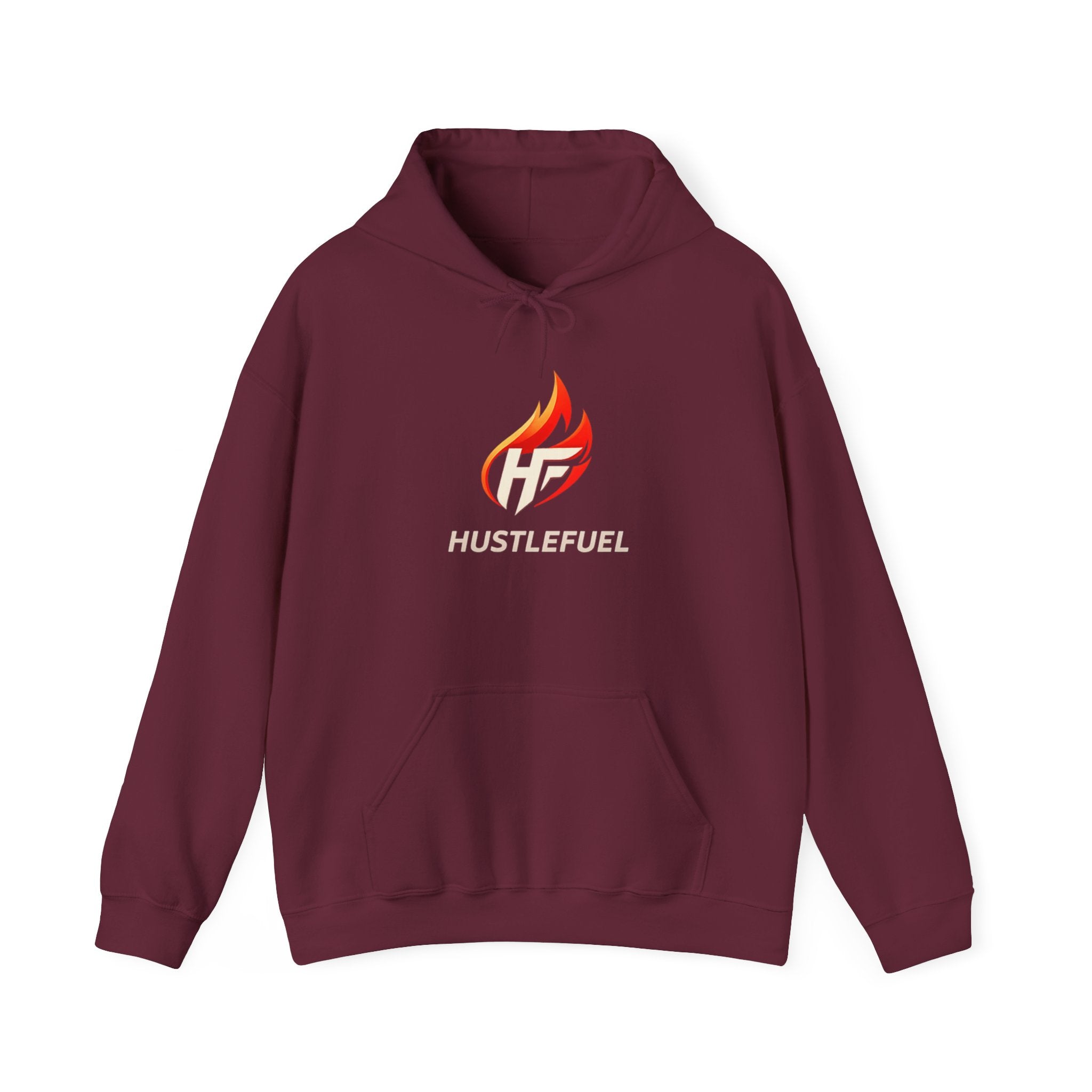 HustleFuel Flame Logo Hoodie — Motivational Athletic Pullover