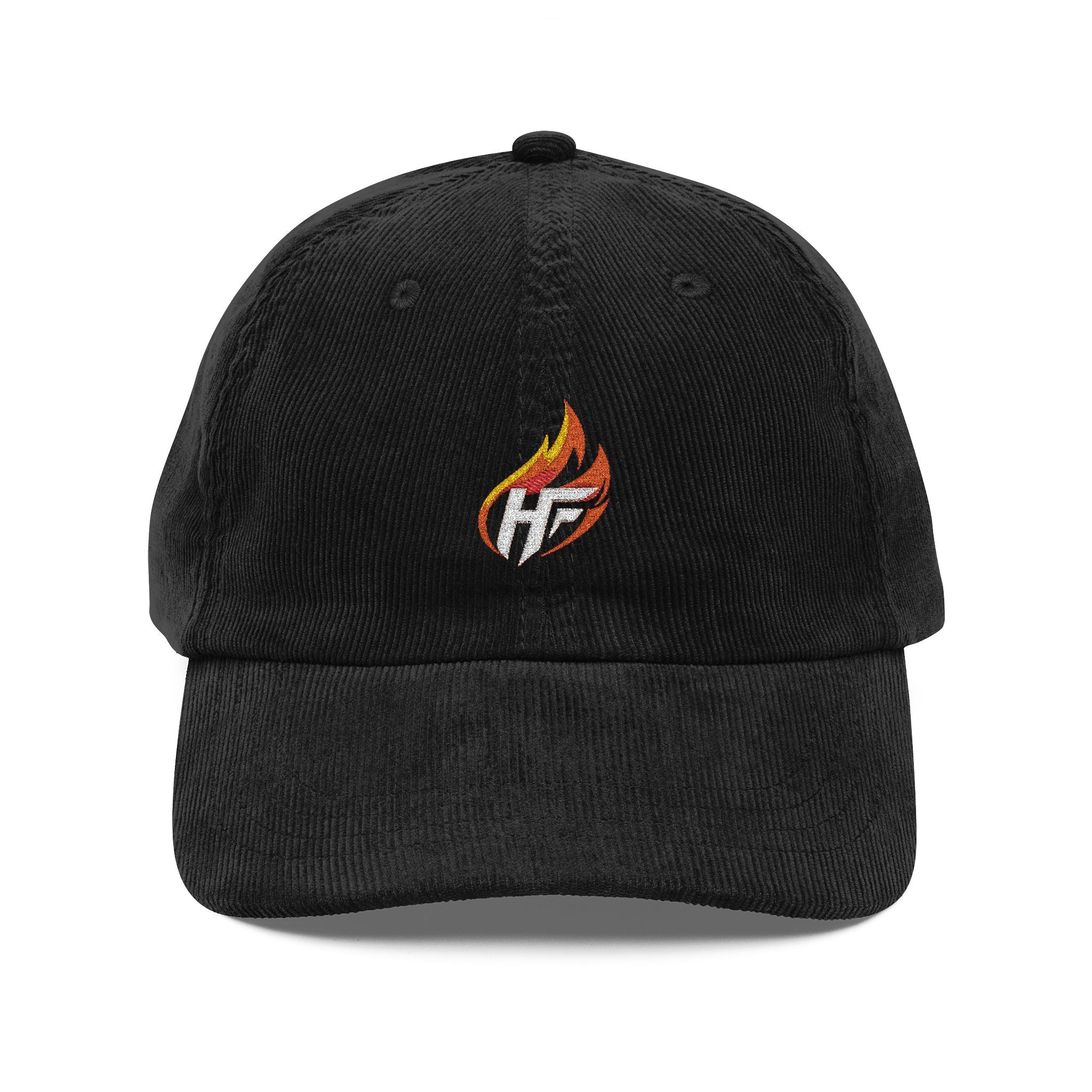 HustleFuel Flame Embroidered Vintage Corduroy Cap