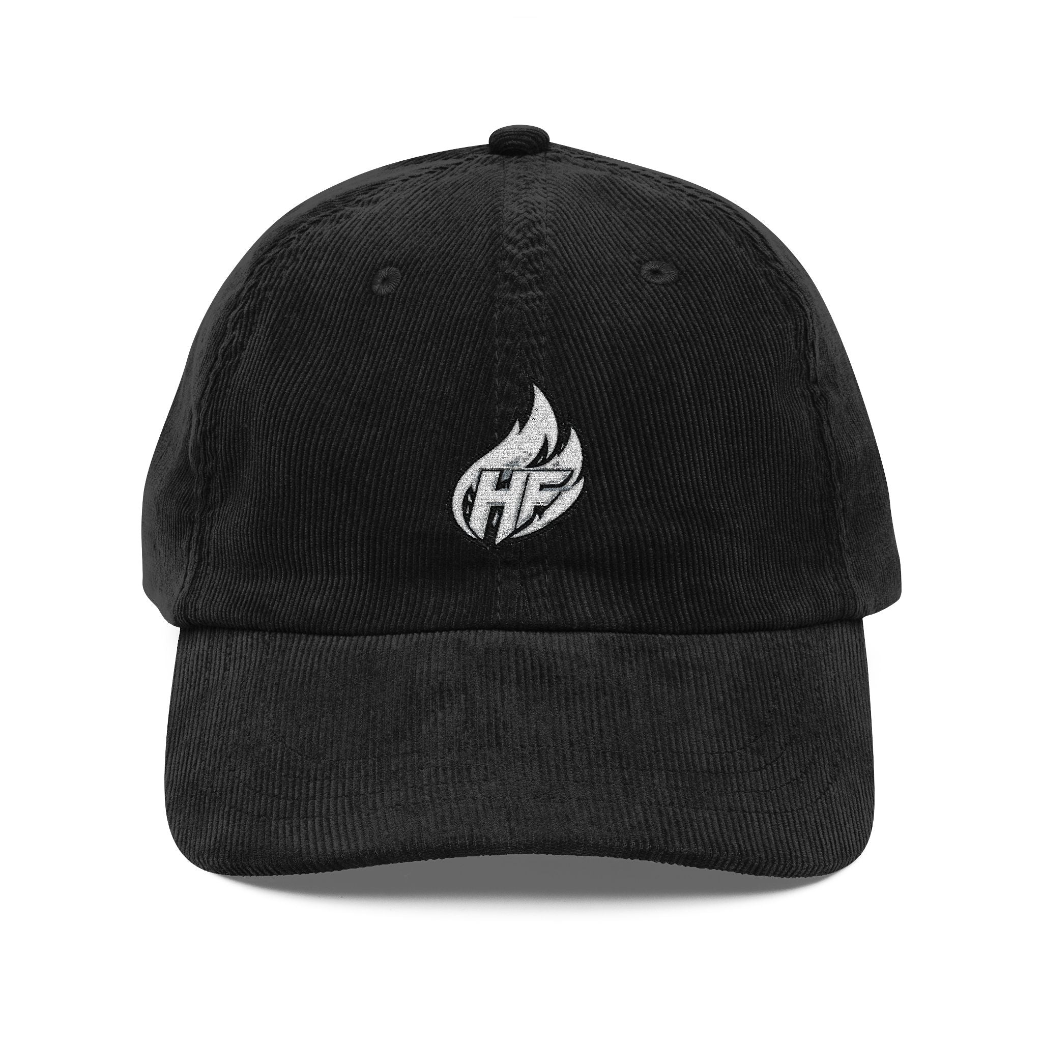 White HustleFuel Flame  Embroidered Corduroy Cap