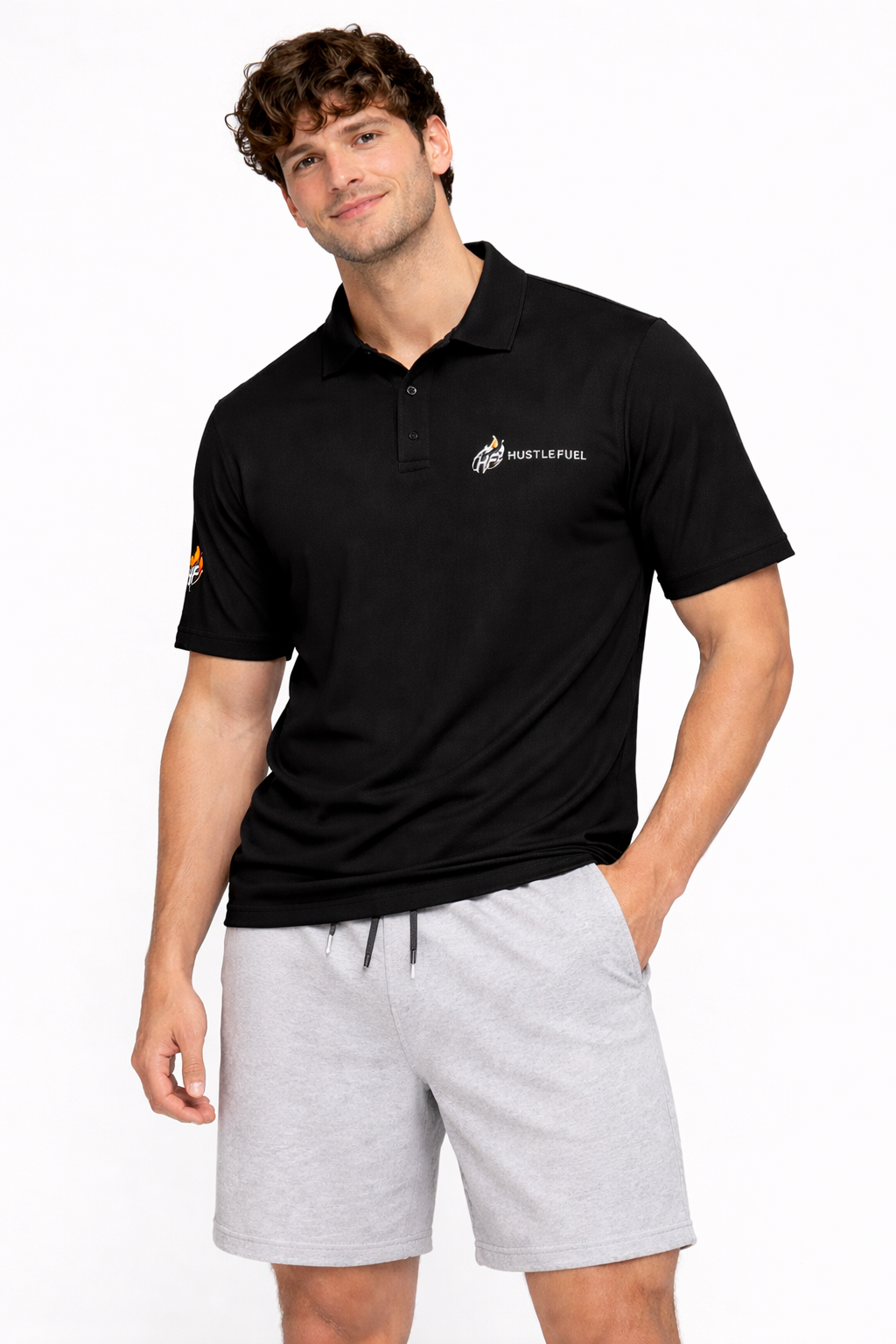 Embroidered HustleFuel Logo Performance Fit Polo