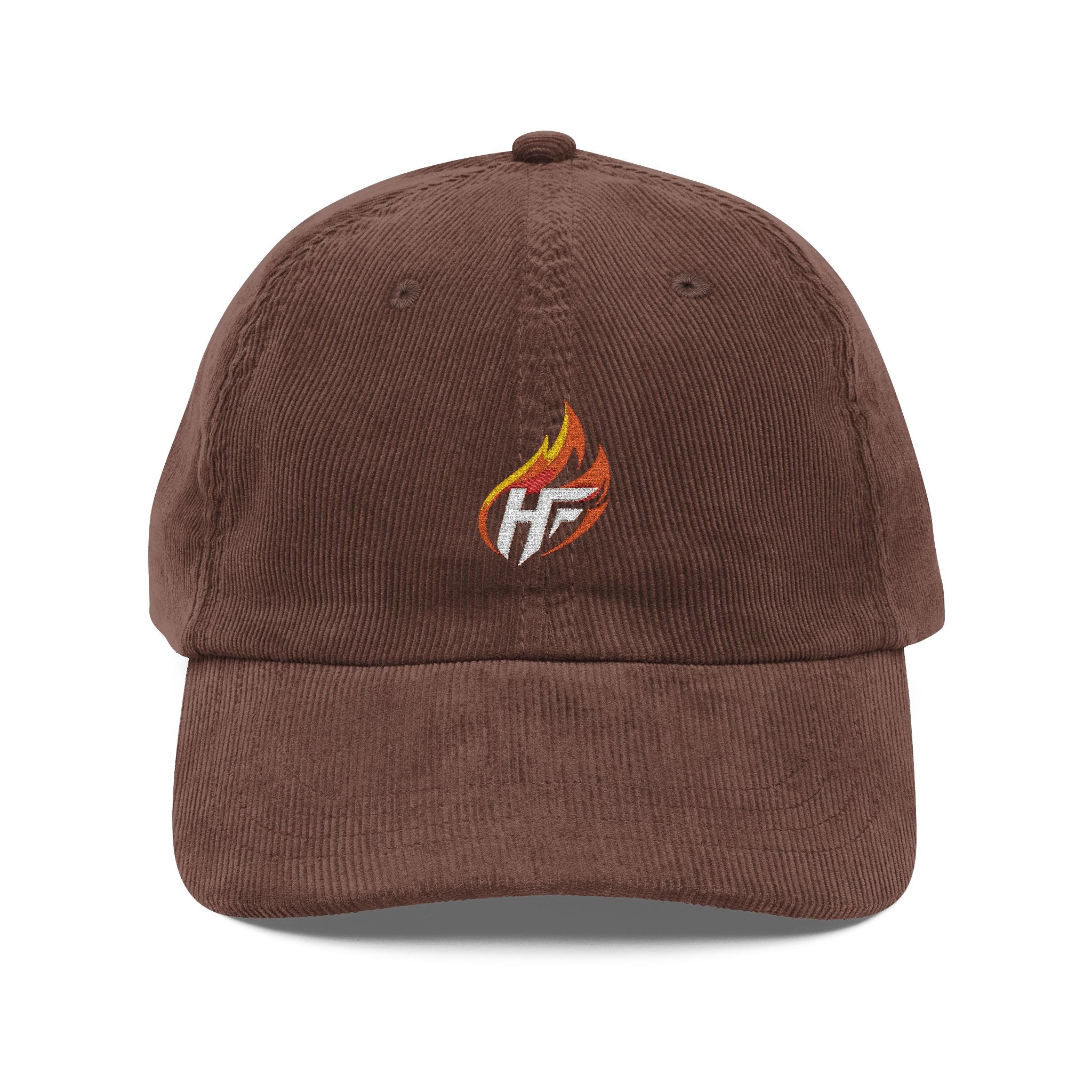 HustleFuel Flame Embroidered Vintage Corduroy Cap