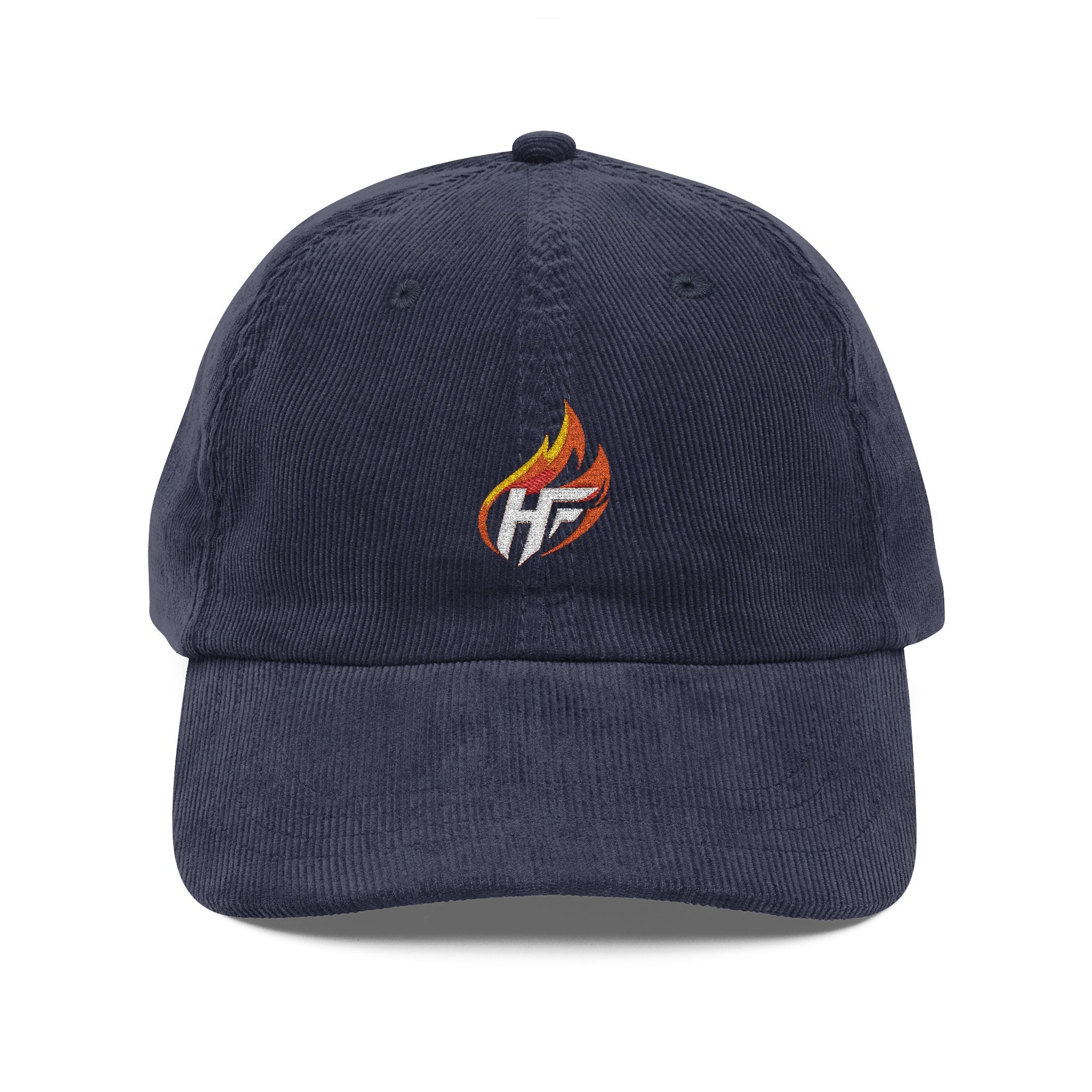 HustleFuel Flame Embroidered Vintage Corduroy Cap