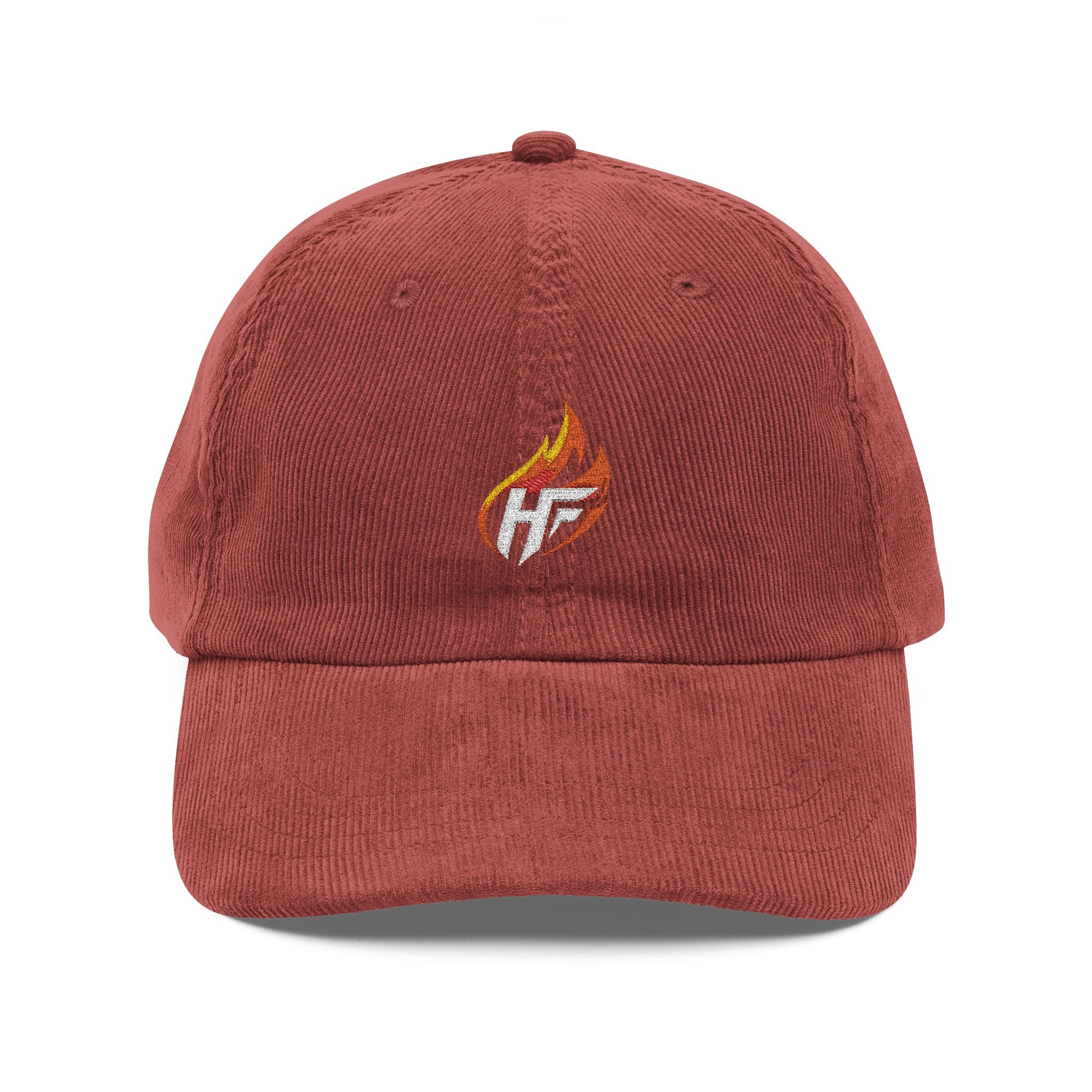 HustleFuel Flame Embroidered Vintage Corduroy Cap