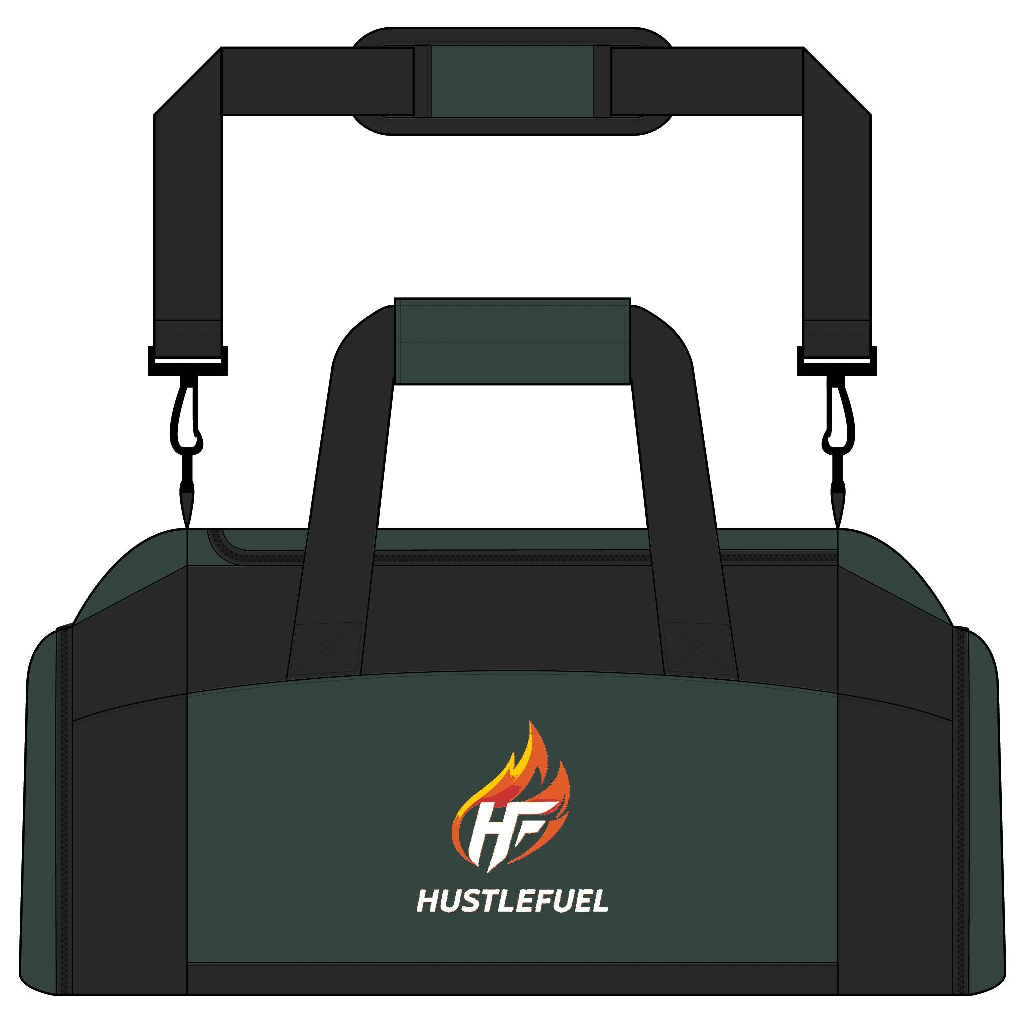Embroidered HustleFuel Logo Gym Bag — Durable Sports Duffle for Workouts & Travel