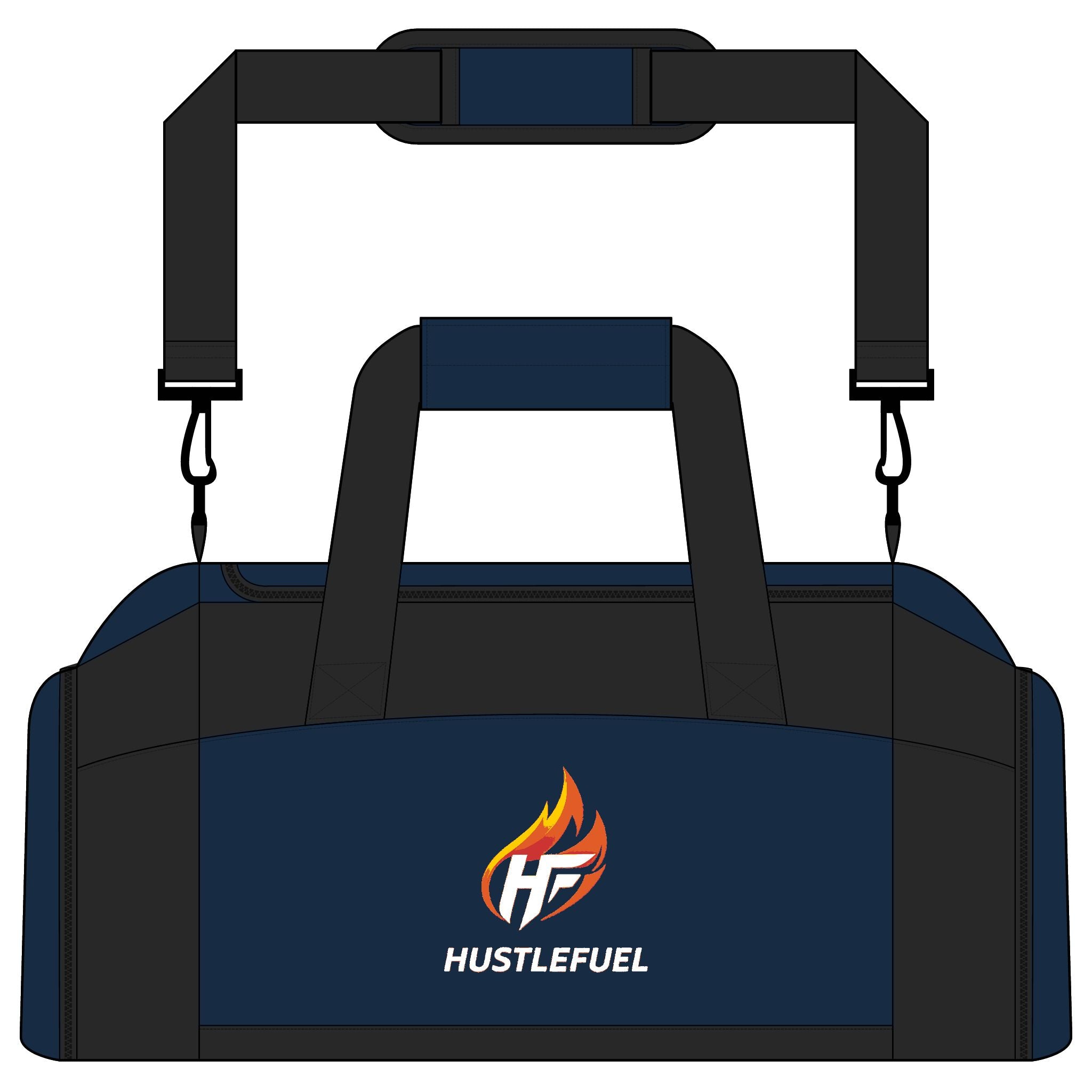 Embroidered HustleFuel Logo Gym Bag — Durable Sports Duffle for Workouts & Travel