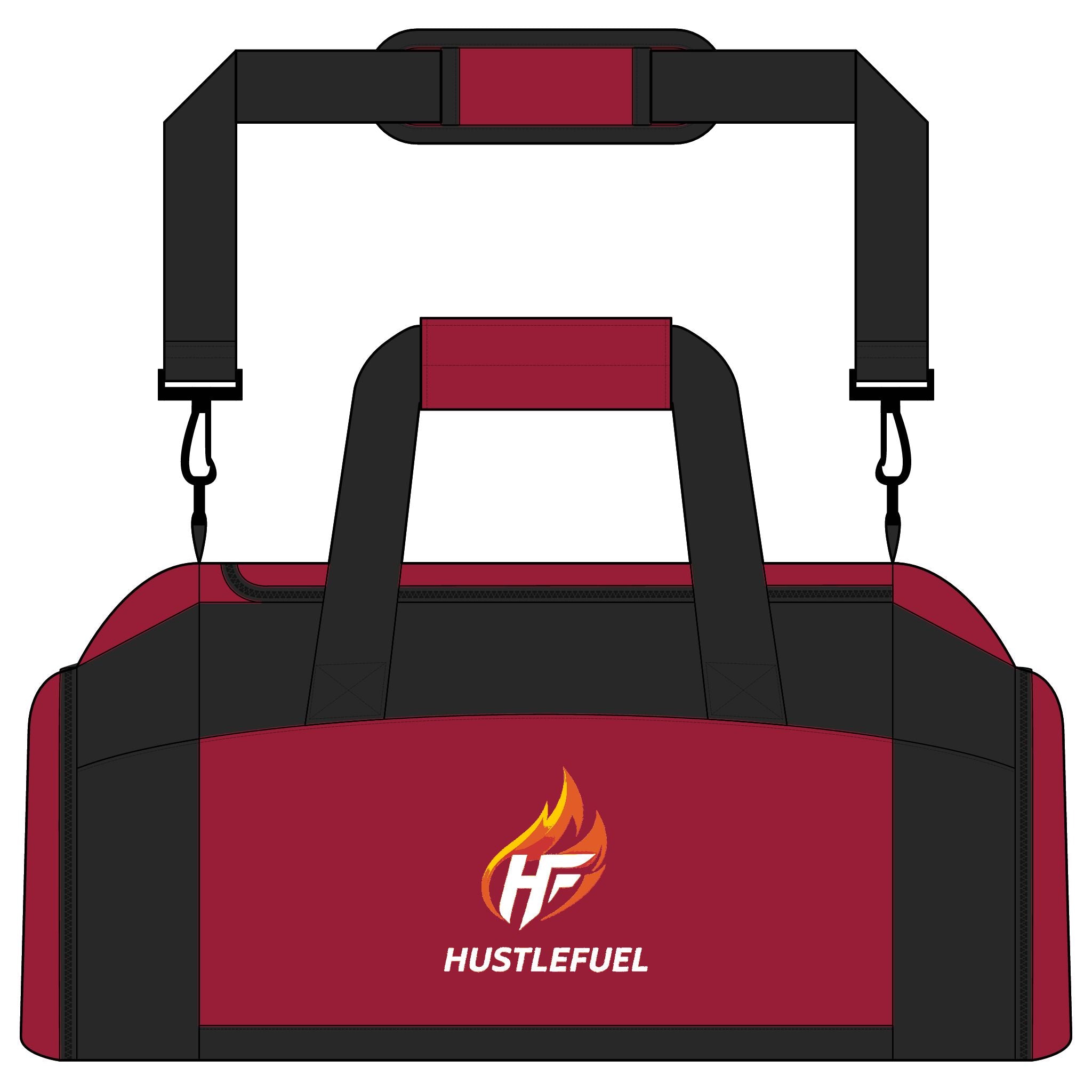 Embroidered HustleFuel Logo Gym Bag — Durable Sports Duffle for Workouts & Travel