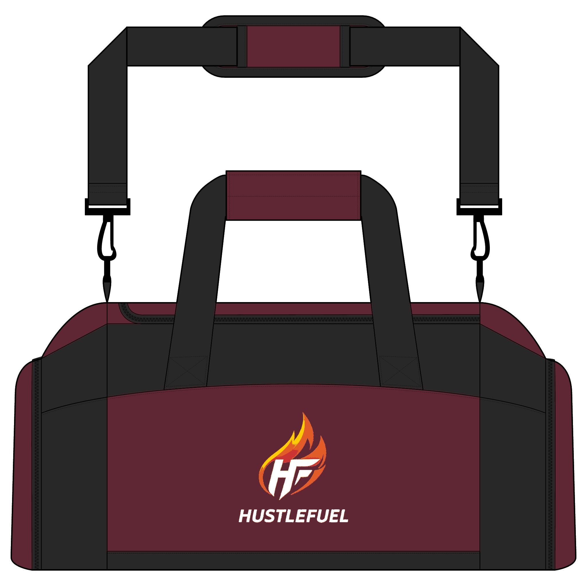 Embroidered HustleFuel Logo Gym Bag — Durable Sports Duffle for Workouts & Travel